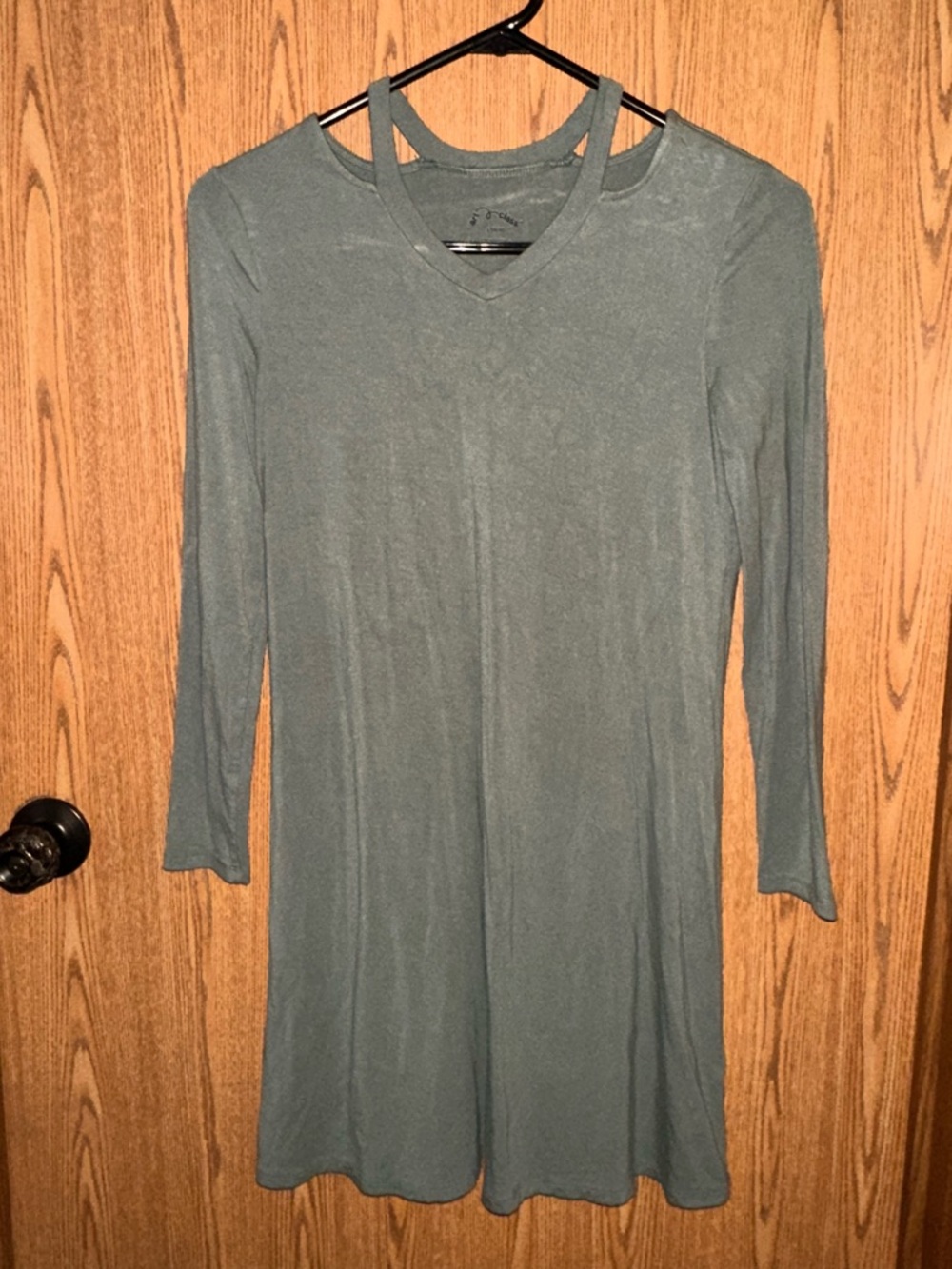 art class Long Sleeve V-Neck Swing Dress in Sage